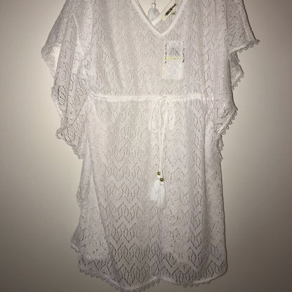 Miken Swim NEW White Lace Swim Cover Up Top Size Medium