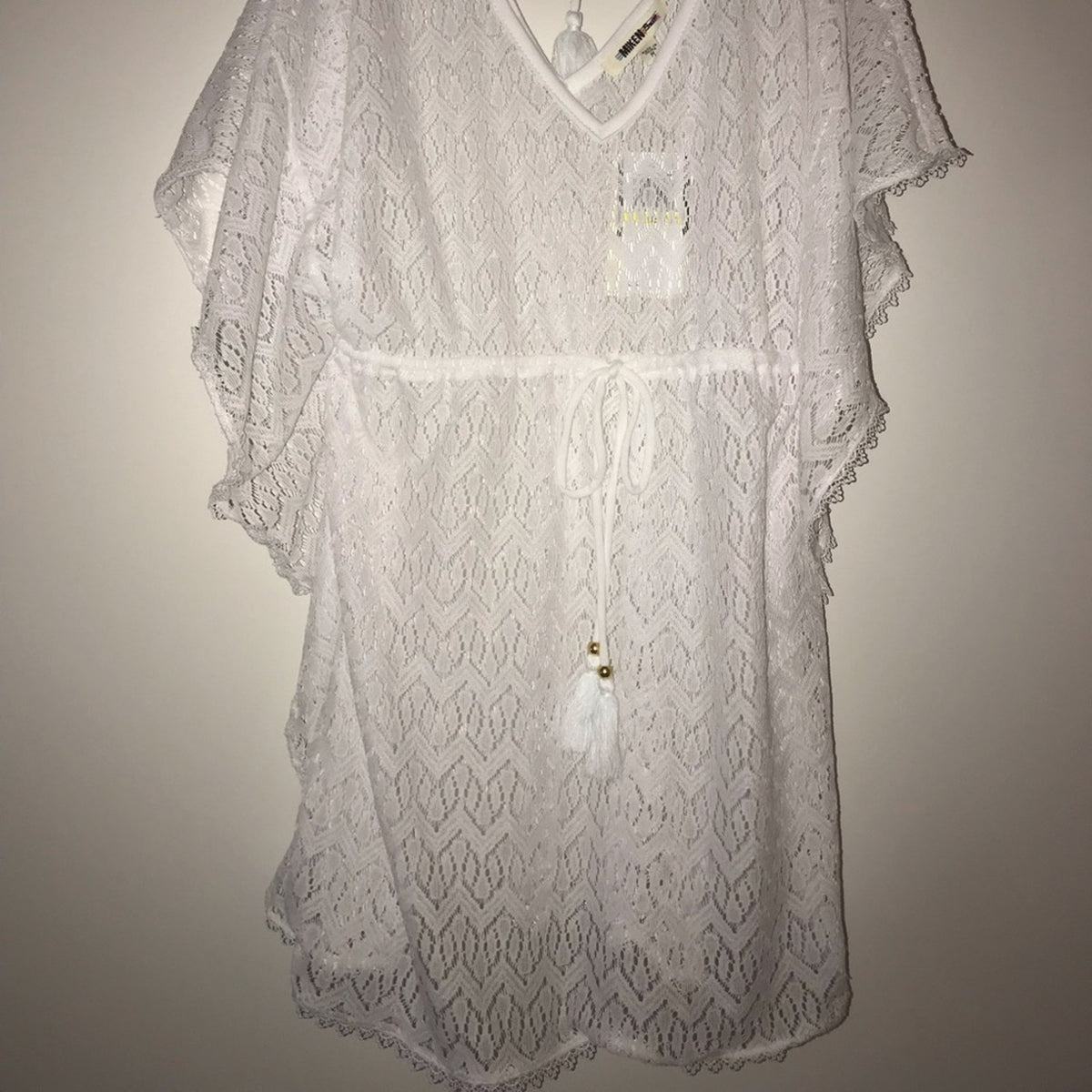 Miken Swim NEW White Lace Swim Cover Up Top Size Medium