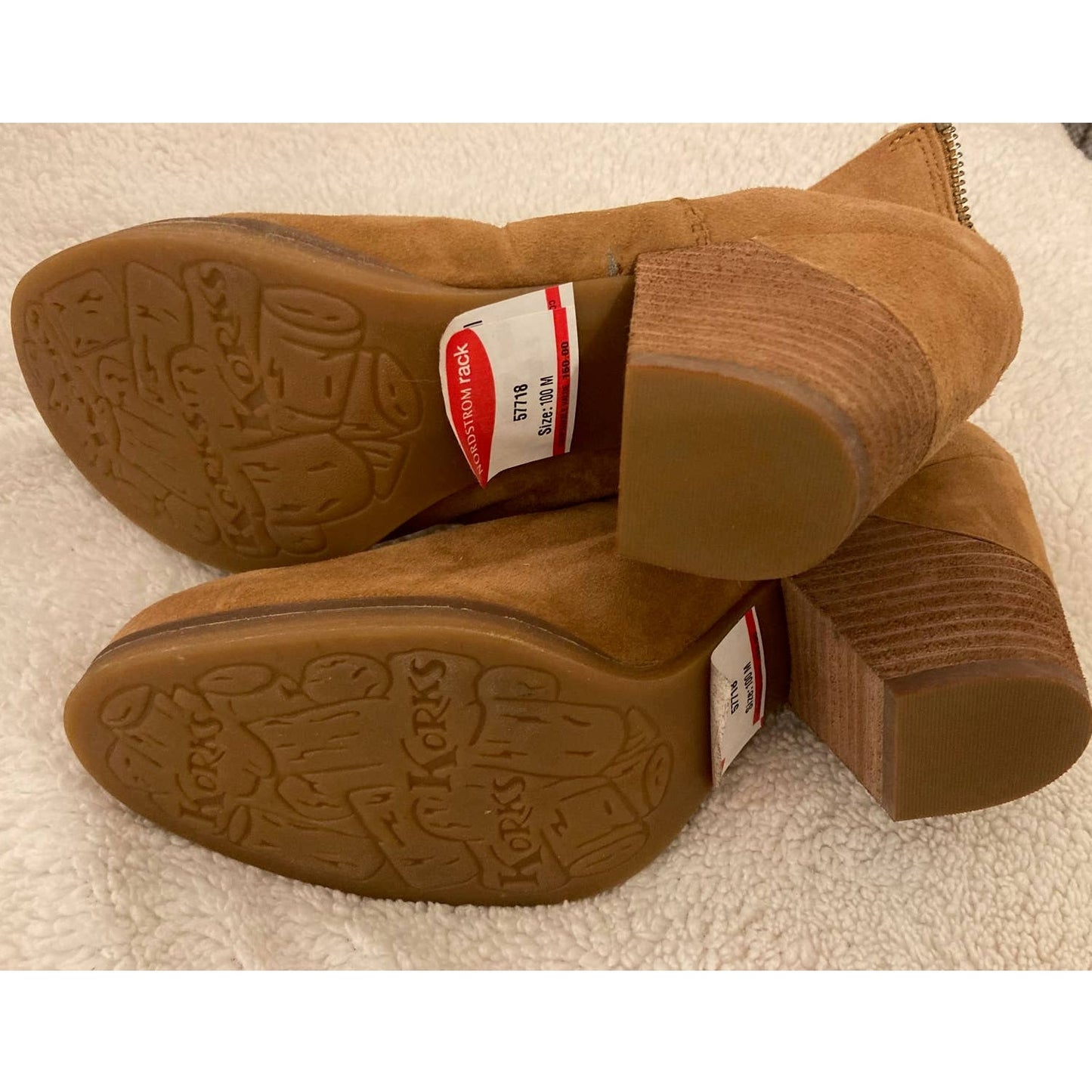 Kork Ease Maggie Suede Block Heel Back Zip Ankle Booties Size 10M Brown NWT