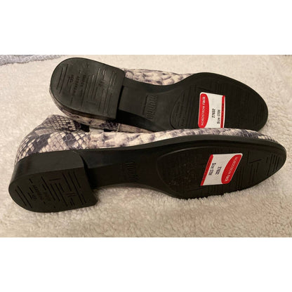 Munro faux Snakeskin Print Cate Side Zip Leather Ankle Booties 7M Grey Black NWT