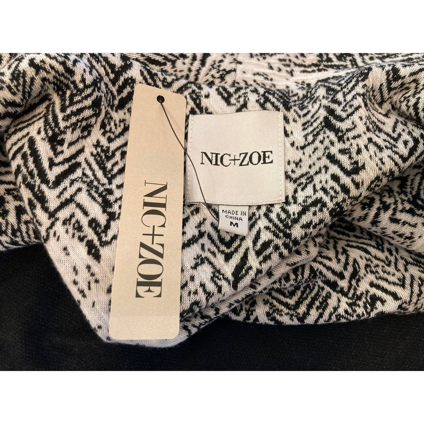 Nic & Zoe Marbelous Draped Open Cardigan Jacket Sz Medium in Grey Multi NWT