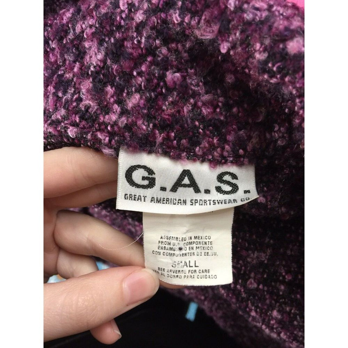 G.A.S. Great American Sportswear Long Sweater boucle KNIT Size Small