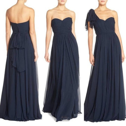 JENNY Yoo Navy Mira Convertible Bridesmaid Formal Dress Size 8 new Scarf Straps
