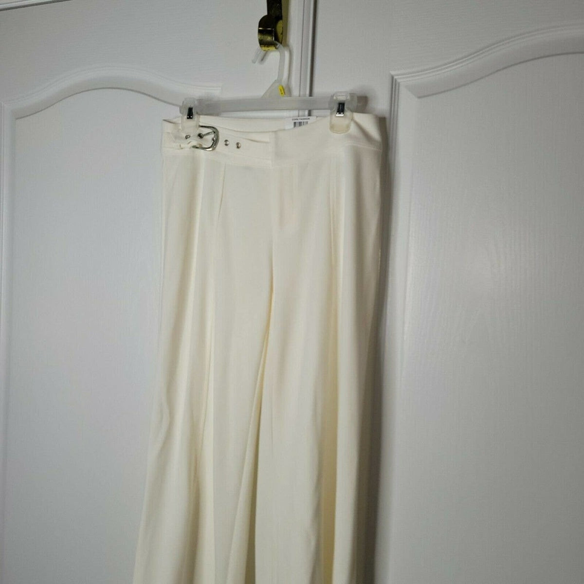 INC Side Belt Wide Leg Regular Pants High Rise Washed White 8P Ivory NEW Petite