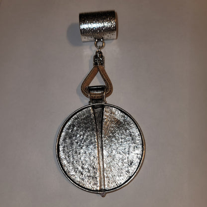 NEW silvertone Black Aged Filigree Metal Scarf Purse Slide Cork Rope DISC