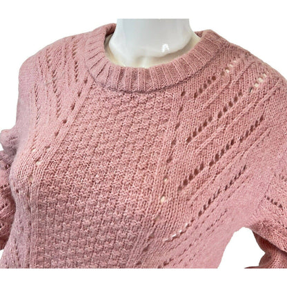 Elodie Pointelle Pullover Crew Neck Sweater Sz Small in Mauve Pink NWT