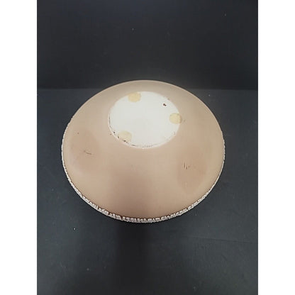 Mid Century Modern Pottery Planter White Crackle Texture Brown Bottom Spaceship