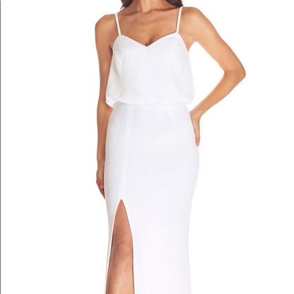 Dress the Population Gracelyn Blouson Jersey Gown XL White Formal Sleeveless NEW
