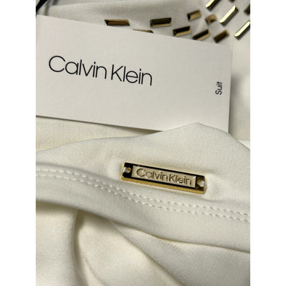 Calvin Klein NWT Gold Embellished-Neck Blouse Top Cream Size Small