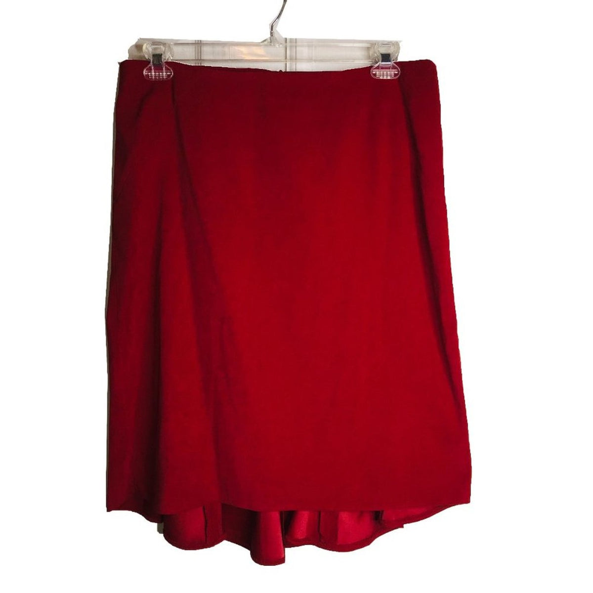 Cato Vintage Faux Suede Hi-Low Knee length Skirt Back Zip Solid Red Size 14