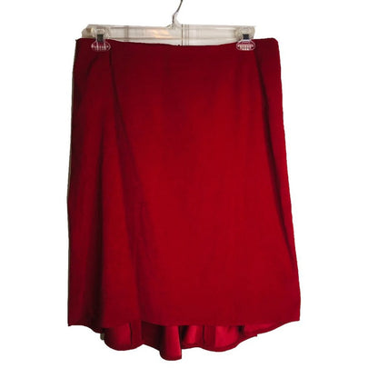 Cato Vintage Faux Suede Hi-Low Knee length Skirt Back Zip Solid Red Size 14