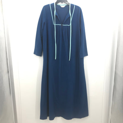 Kayser Vintage Front Zip Sleepwear Robe Dress Long Sleeve Blue Medium