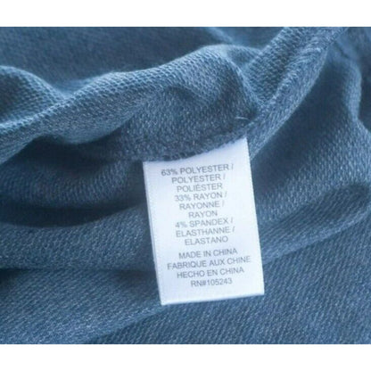 Bobeau Three Quarter Sleeve Star Top Sz Small Heather Denim Blue NWT Curved Hem