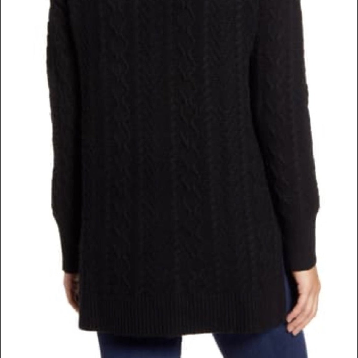 Halogen Navy Oversized Cable Turtleneck XSmall