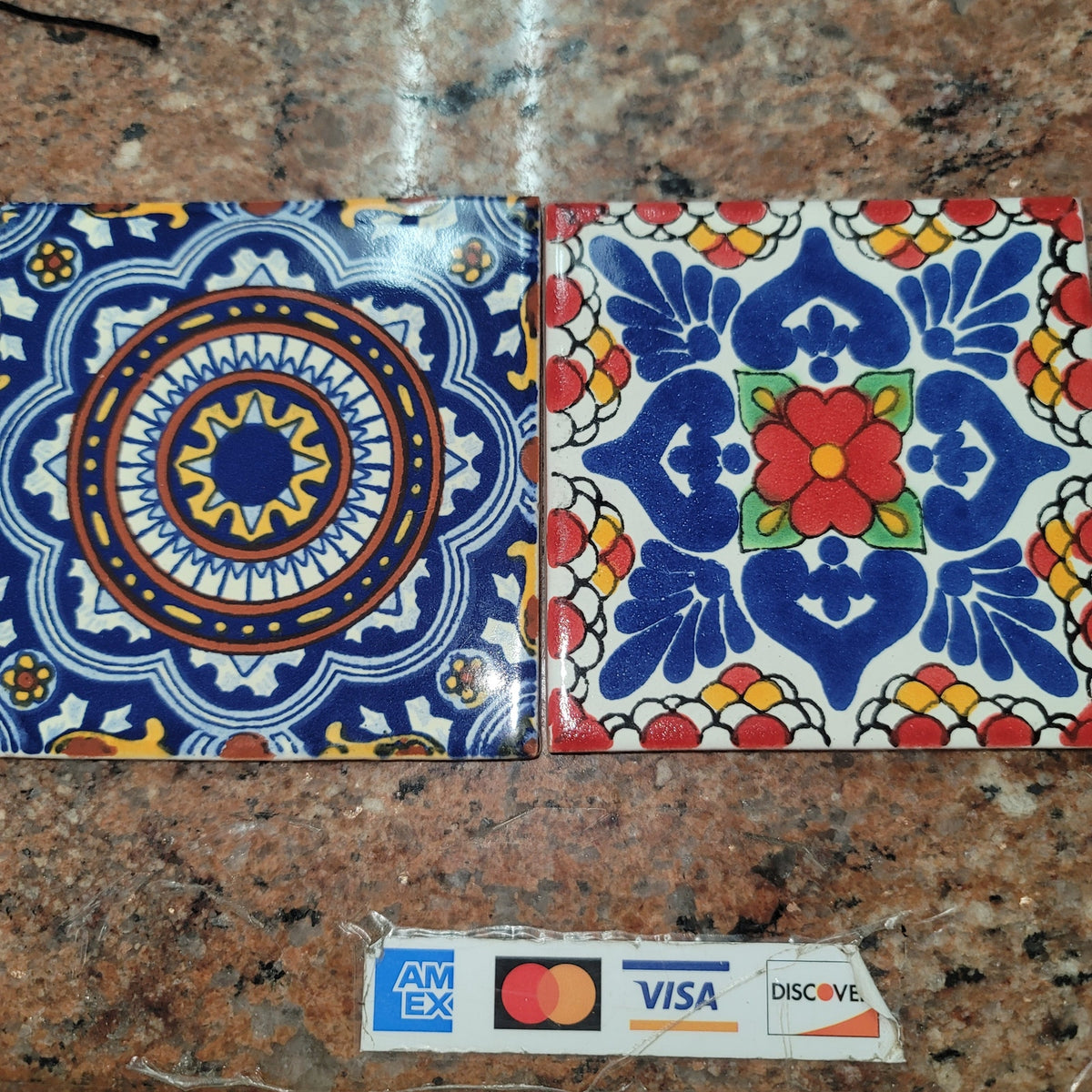 SECONDHAND SANDIES spanish Mexican handpainted Talavera Tile 4x4 Various Colors 3.00 each