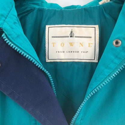 Towne Vintage London Fog Long Sleeve Zip Front Coat Jacket Blue 1980's