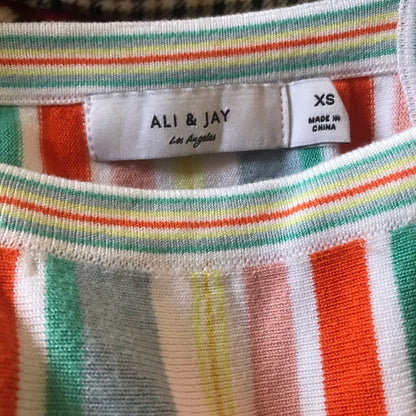 Ali & Jay XS Striped Shades On Sheath Dress Heavyweight Knit Stretchy Bodycon
