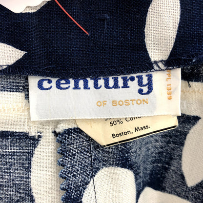 Century Vintage Navy Blue and White Floral Wrap Around Skirt