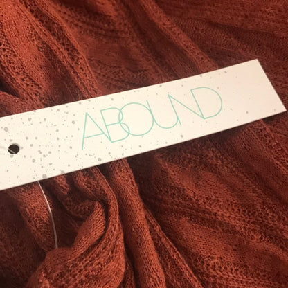 Abound Pointelle Knit Crop V-Neck Sweater Large Cardigan Rust Button front