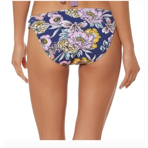Jessica Simpson “Estilo” Blueberry Floral Print Bikini Bottoms Shirred  XL  new