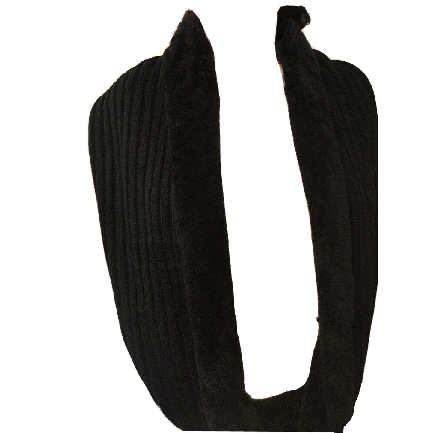 DKNY NEW Designer Fleece-Lined Knitted Infinity Scarf Wrap Black 30" x 12" Warm