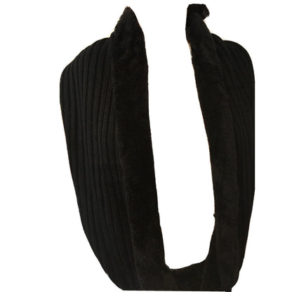 DKNY NEW Designer Fleece-Lined Knitted Infinity Scarf Wrap Black 30" x 12" Warm