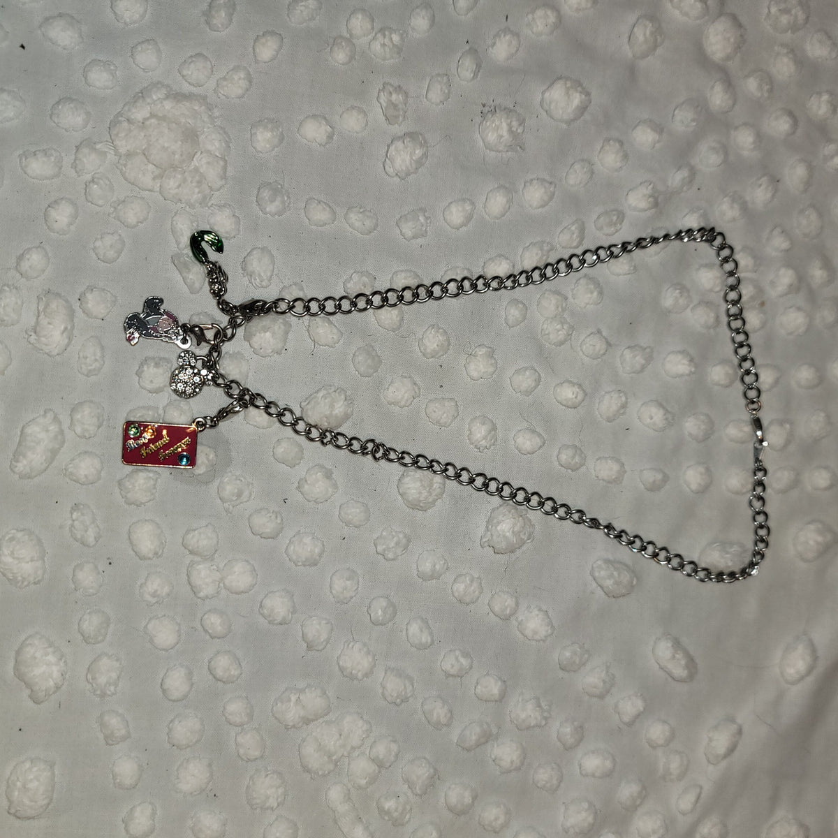 Disney 4pc charm bracelet Necklace Mermaid Eeyore BFF Mickey 18" silver colors