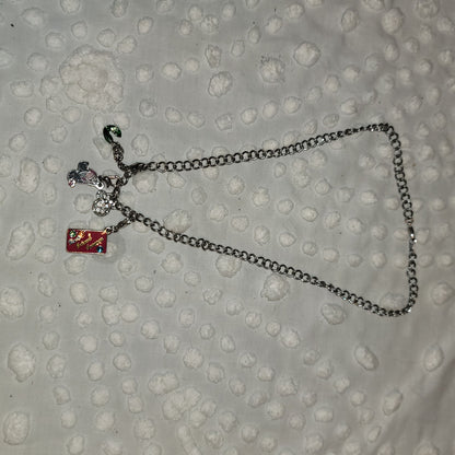 Disney 4pc charm bracelet Necklace Mermaid Eeyore BFF Mickey 18" silver colors