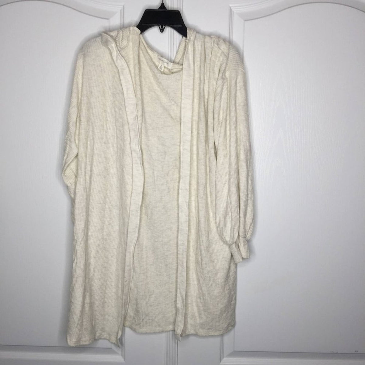 Treasure & Bond Open Front Cardigan Sweater Ribbed Cozy Beige Oatmeal Medium NEW
