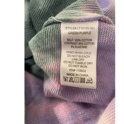 All In Favor Crop Crew Neck Sweatshirt Sz Medium Green & Purple Tie Dye NWT