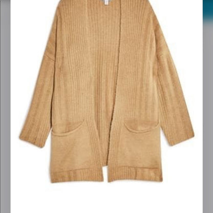 Topshop NEW Long Open Front Cardigan pockets Large
