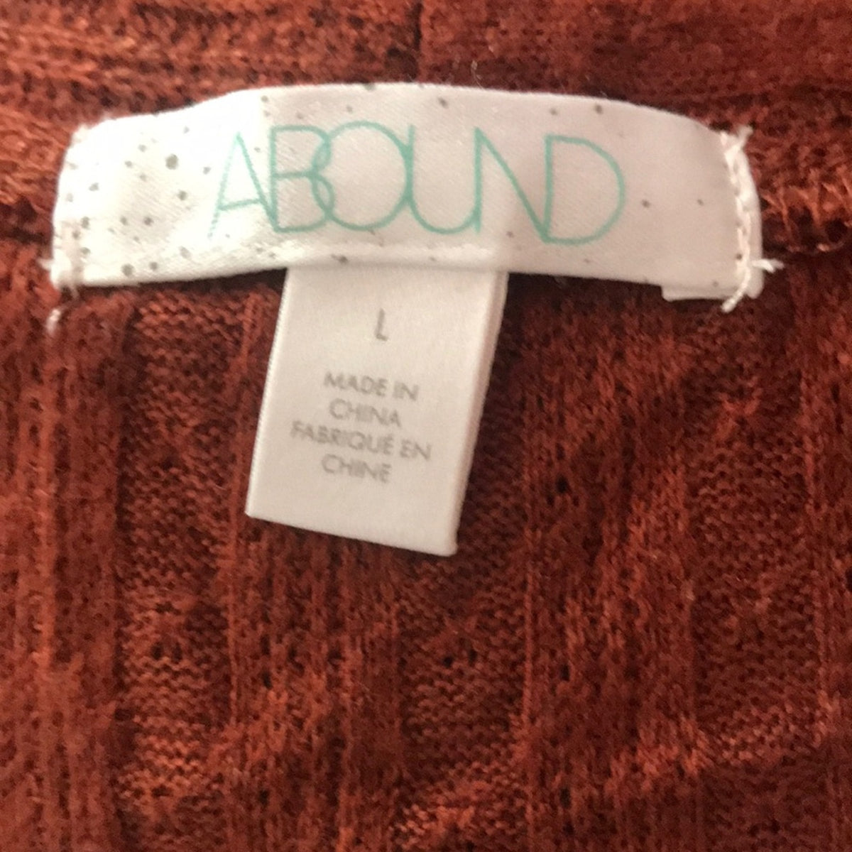 Abound Pointelle Knit Crop V-Neck Sweater Large Cardigan Rust Button front