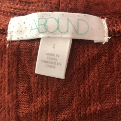 Abound Pointelle Knit Crop V-Neck Sweater Large Cardigan Rust Button front