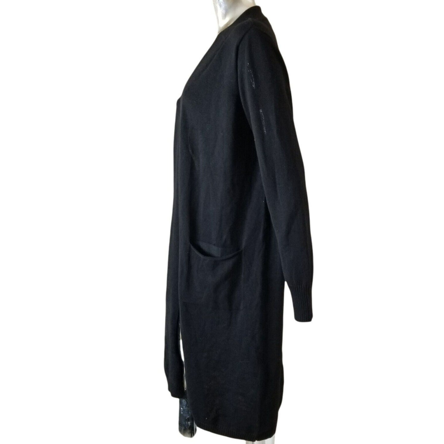 Ceny Open Front Long Cardigan Drop Shoulders Pockets Extra Small/XS Black NWT