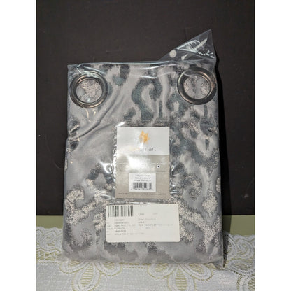 Sunsmart PAIR 50" X 84" Curtain Panel Mirage Damask Total Blackout Charcoal NEW