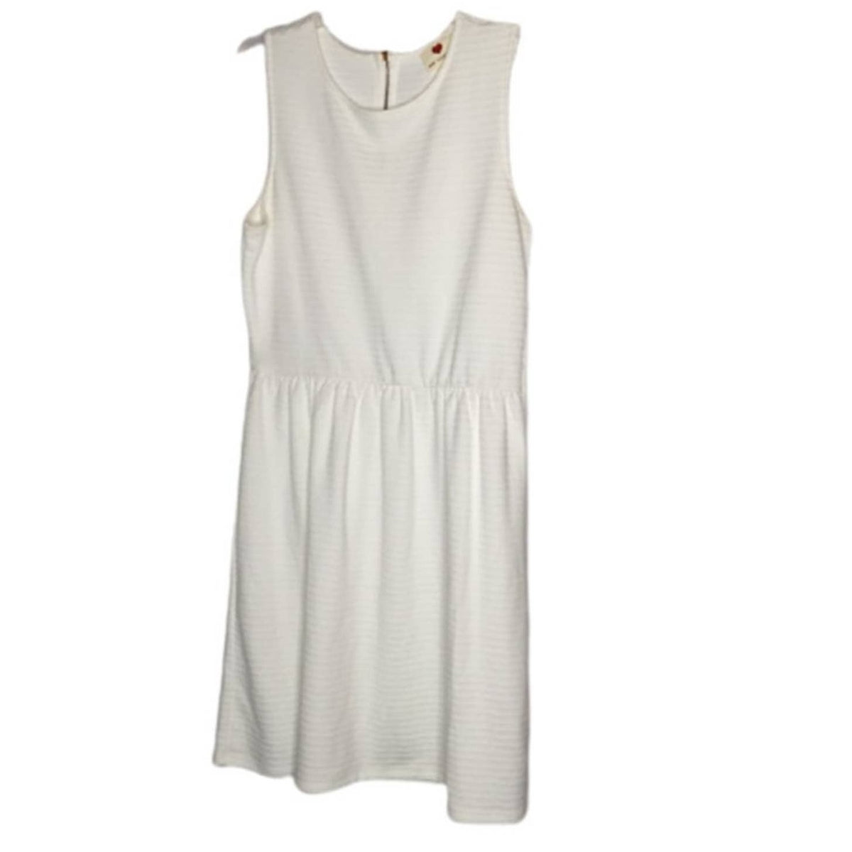 One Clothing White Summer Dress SMALL Back Zip Scoop Neck Striped Ivory LIGHT