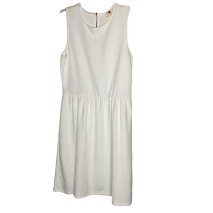 One Clothing White Summer Dress SMALL Back Zip Scoop Neck Striped Ivory LIGHT