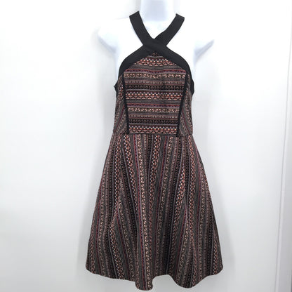 BCBGeneration Jacquard Sheath Fit & Flare Dress Sleeveless Halter 12 NWT