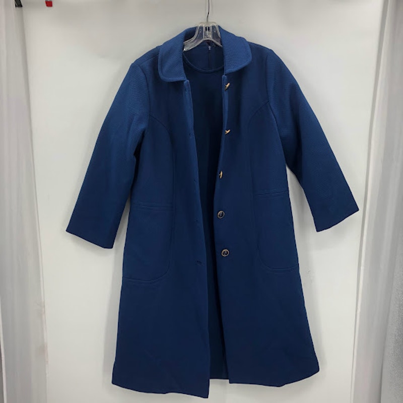 Roberta Lee Original VINTAGE 2 Pc Set Dress w/ Coat Royal Blue 1970's Polyester