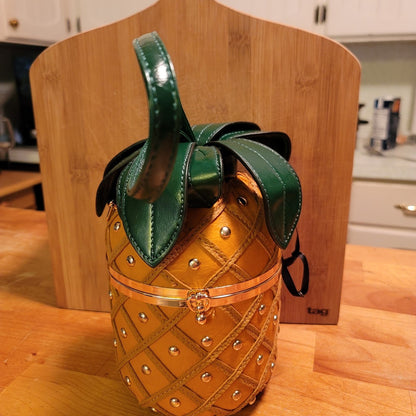 Pineapple Purse Yellow Green Leather Shoulder Strap Crossbody Swinger Cruise NEW