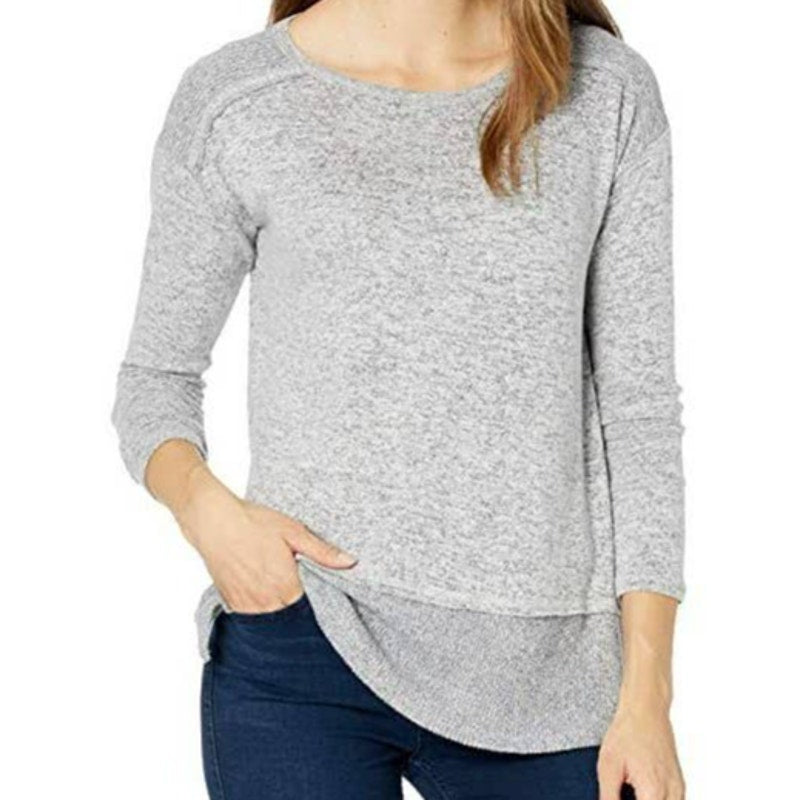 Bobeau Layered Look Tunic Pullover Sweater XS/Extra Small Dew Nightfall Gray NWT
