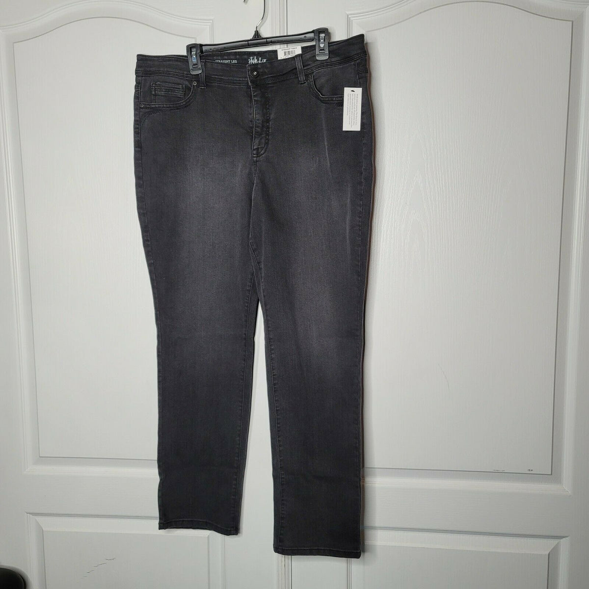Style & Co Tummy-Control Straight-Leg Jeans High Rise Black Smudge Size 18 pants