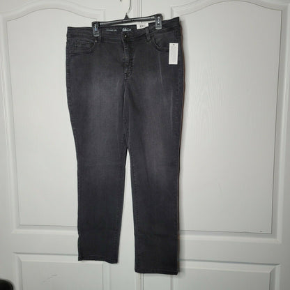 Style & Co Tummy-Control Straight-Leg Jeans High Rise Black Smudge Size 18 pants