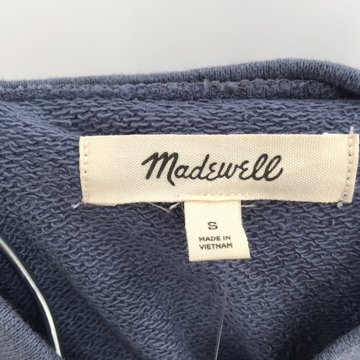 Madewell Slate Blue Raw Edge hem Sz Small Long Sleeve Low Turtle Neck Sweatshirt
