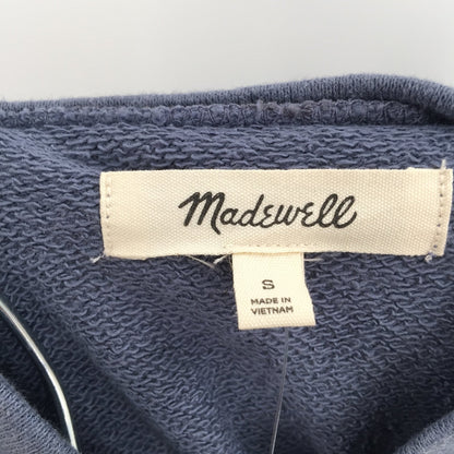 Madewell Slate Blue Raw Edge hem Sz Small Long Sleeve Low Turtle Neck Sweatshirt