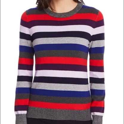 Court & Rowe NWT Metallic Striped Pullover Long Sleeve Sweater Size Small
