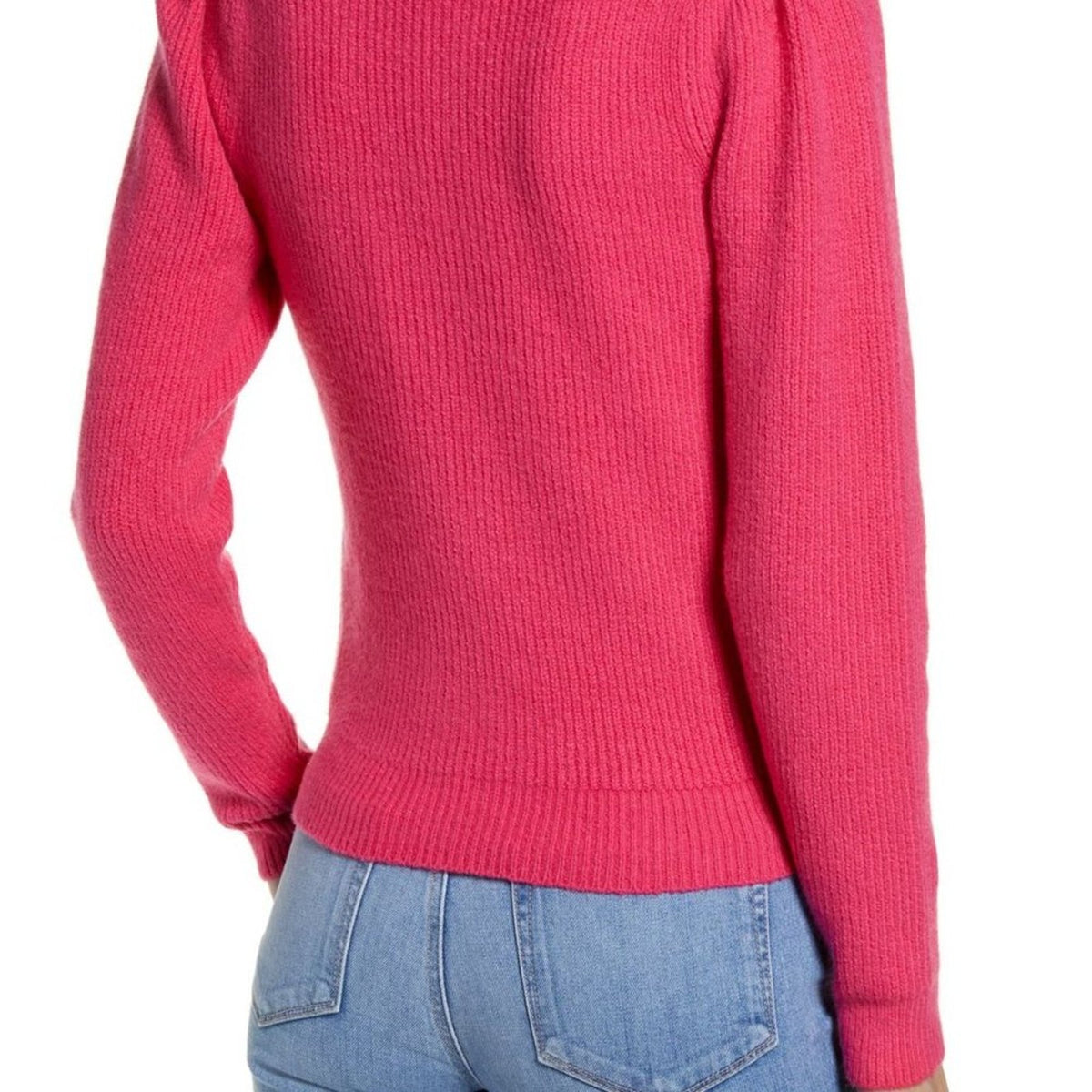 Chelsea 28 Pullover Sweater Long Sleeves Ribbed Trim Crew Neck Pink Large