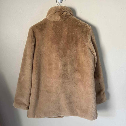 Rachel Parcell Tan Faux Fur Jacket Size Large NWT Super Soft Luxury Open Front