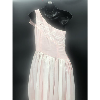 Vintage Joy Stevens One-Shoulder Eyelet Dress Small/Medium Retro Prom Glam