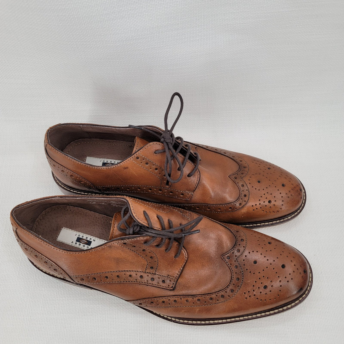 Joseph Abboud Medallion Cap Toe Oxfords Shoes Brown Italian leather Size 8.5